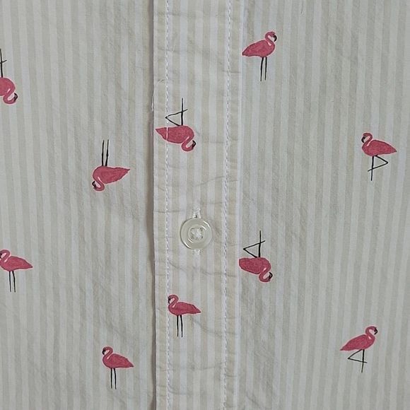 Old Navy Lightweight button down with flamingo print. - Picture 3 of 5